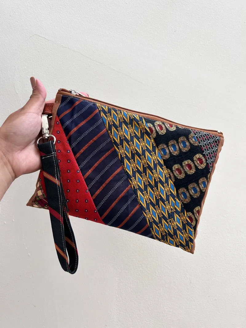 Wristlet pouch made from neckties